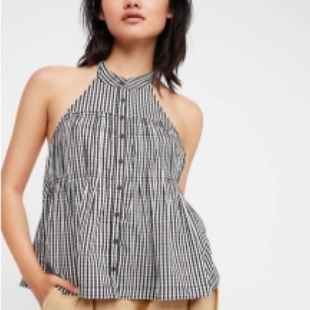 Free People Gingham Halter Top